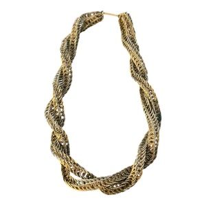 Vintage Multi-Strand Twisted Silver Choker Necklace Two Strands Chunky READ